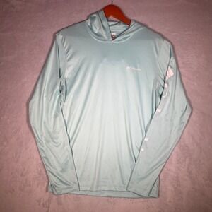 Columbia Mens Small Blue PFG Terminal Tackle Hoodie Long Sleeve Fishing Shirt